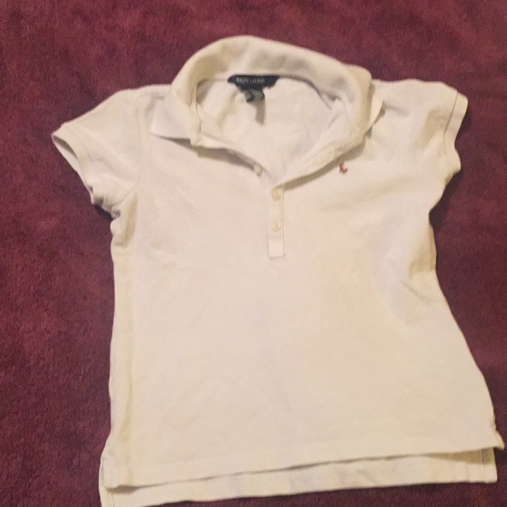 Ralph Lauren White Polo Shirt Sz Medium (8-10)